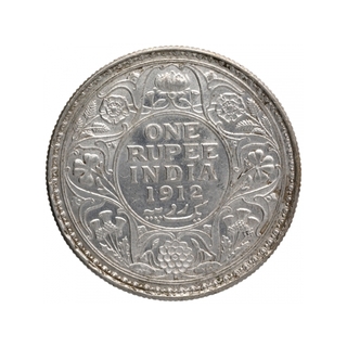 Silver One Rupee Coin of King George V of Bombay Mint of 1912.