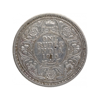 Silver One Rupee Coin of King George V of Calcutta Mint of 1913.