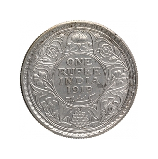 Silver One Rupee Coin of King George V of Bombay Mint of 1919.