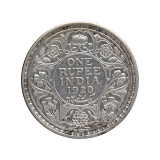 Silver One Rupee Coin of King George V of Calcutta Mint of 1920.