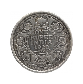 Silver One Rupee Coin of King George V of Bombay Mint of 1922.