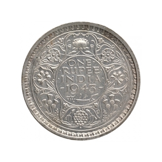 Silver One Rupee Coin of King George VI of Bombay Mint of 1943.