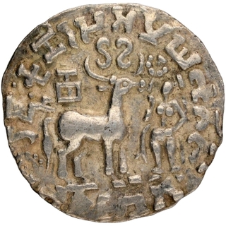 Silver Drachma Coin of Amoghbuti of Kuninda Dynasty.