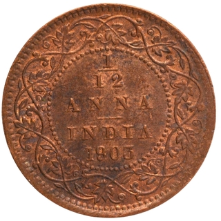 Copper One Twelfth Anna Coin of King Edward VII of Calcutta Mint of 1903.