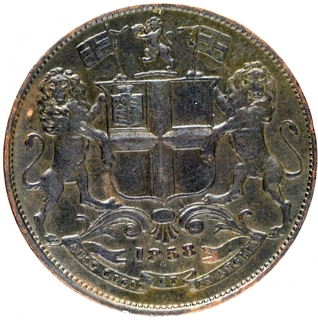 Copper One Quarter Anna Coin of East India Company of Birmingham Mint of 1858.