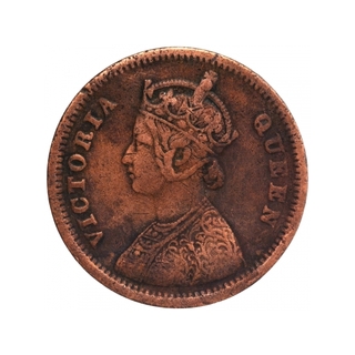 Copper One Quarter Anna Coin of Victoria Queen of Calcutta Mint of 1862.