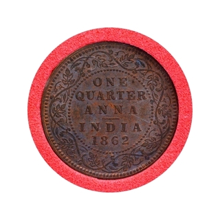 Copper One Quarter Anna Coin of Victoria Queen of Madras Mint of 1862.