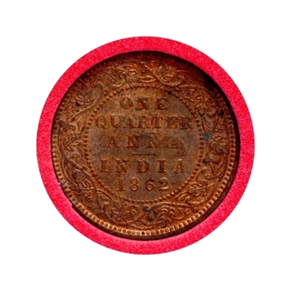 Copper One Quarter Anna Coin of Victoria Queen of Madras Mint of 1862.