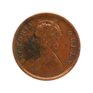 Copper One Quarter Anna Coin of Victoria Queen of Calcutta Mint of 1875.