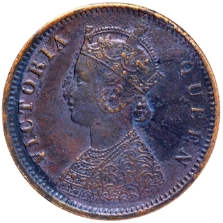 Copper One Quarter Anna Coin of Victoria Queen of Calcutta Mint of 1876.