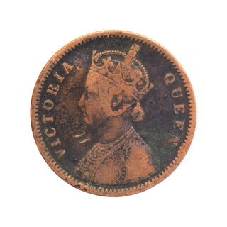 Copper One Quarter Anna Coin of Victoria Queen of Bombay Mint of 1876.