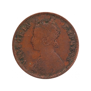 Copper One Quarter Anna Coin of Victoria Empress of Calcutta Mint of 1893.