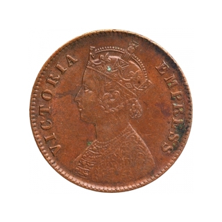 Copper One Quarter Anna Coin of Victoria Empress of Calcutta Mint of 1897.