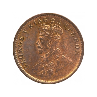 Bronze One Quarter Anna Coin of King George V of Calcutta Mint of 1919.