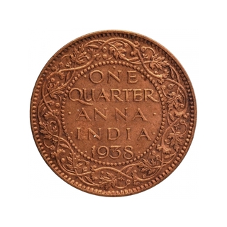 Bronze One Quarter Anna Coin of King George VI Bombay Mint of 1938.