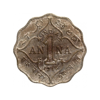 Cupro Nickel One Anna Coin of King George V of Bombay Mint of 1918.