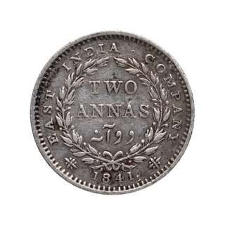 Silver Two Annas Coin of Victoria Queen of Calcutta Mint of 1841.