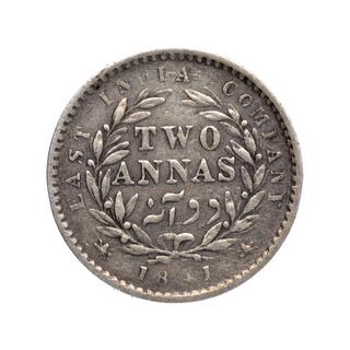 Silver Two Annas Coin of Victoria Queen of  Calcutta Mint of 1841.