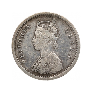 Silver Two Annas Coin of Victoria Queen of Bombay Mint of 1874.