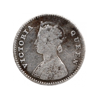 Silver Two Annas Coin of Victoria Queen of Calcutta Mint of 1875.