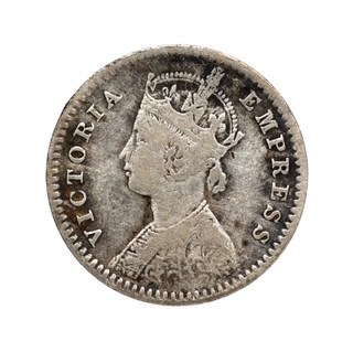 Silver Two Annas Coin of Victoria Empress of Calcutta Mint of 1885.