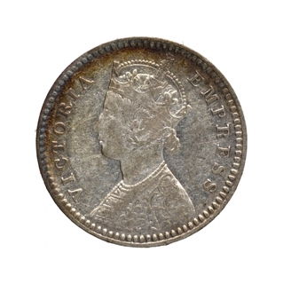 Silver Two Annas Coin of Victoria Empress of Calcutta Mint of 1898.