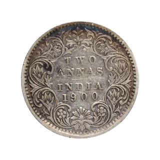 Silver Two Annas Coin of Victoria Empress of Bombay Mint of 1900.