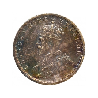 Silver Two Annas Coin of King George V of Calcutta Mint of 1916.