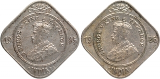 Cupro Nickel Two Annas Coins of King George V of Bombay Mint of 1925 and 1926.