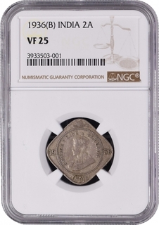 Cupro Nickel Two Annas Coin of King George V of Bombay Mint of 1936.