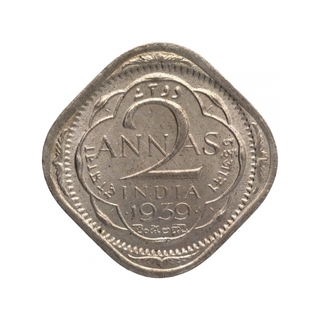 Cupro Nickel Two Annas Coin of King George VI of Bombay Mint of 1939.