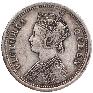 Silver Quarter Rupee Coin of Victoria Queen of Madras Mint of 1862.