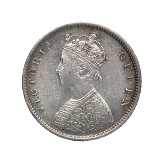 Silver Half Rupee Coin of Victoria Queen of Bombay Mint of 1862.