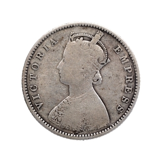 Silver Half Rupee Coin of Victoria Empress of Bombay Mint of 1888.