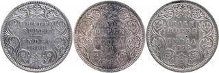 Silver Half Rupee Coins of Victoria Empress of Bombay Mint of 1899.