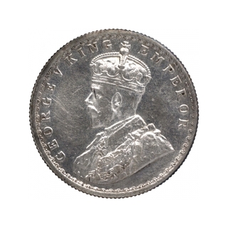 Silver Half Rupee Coin of King George V of Calcutta Mint of 1913.