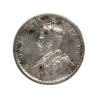 Silver Half Rupee Coin of King George V of Calcutta Mint of 1921.