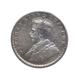 Silver Half Rupee Coin of King George V of Bombay Mint of 1924.