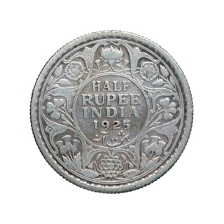 Silver Half Rupee Coin of King George V of Calcutta Mint of 1925.