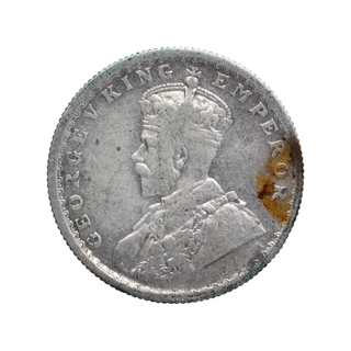 Silver Half Rupee Coin of King George V of Calcutta Mint of 1929.