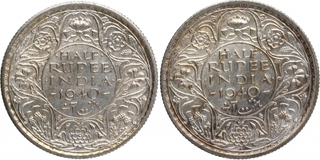 Silver Half Rupee Coins of King George VI of Calcutta and Bombay Mint of 1940.