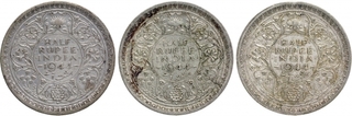 Silver Half Rupee Coin of King George VI of Bombay Mint of 1944.