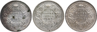 Silver Half Rupee Coins of King George VI of Lahore Mint of 1945.