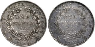 Silver One Rupee Coins of Victoria Queen of Bombay Mint of 1840.