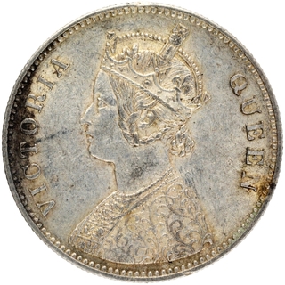 Silver One Rupee Coin of Victoria Queen of Calcutta Mint of 1862.