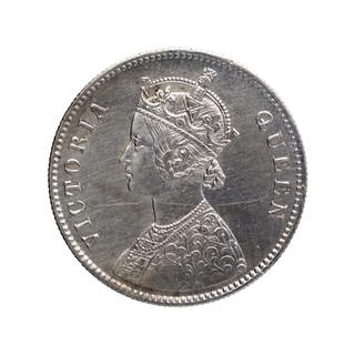 Silver One Rupee Coin of Victoria Queen of Calcutta Mint of 1862.