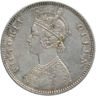 Silver One Rupee Coin of Victoria Queen of Calcutta Mint of 1862.