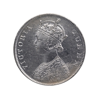 Silver One Rupee Coin of Victoria Queen of Madras Mint of 1862.