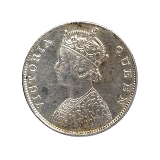 Silver One Rupee Coin of Victoria Queen of Madras Mint of 1862.