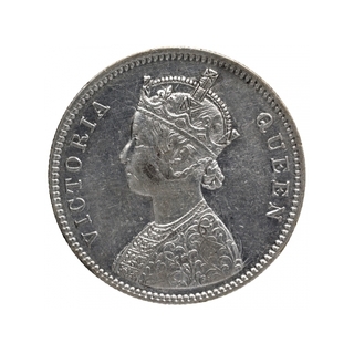 Silver One Rupee Coin of Victoria Queen of Bombay Mint of 1862.